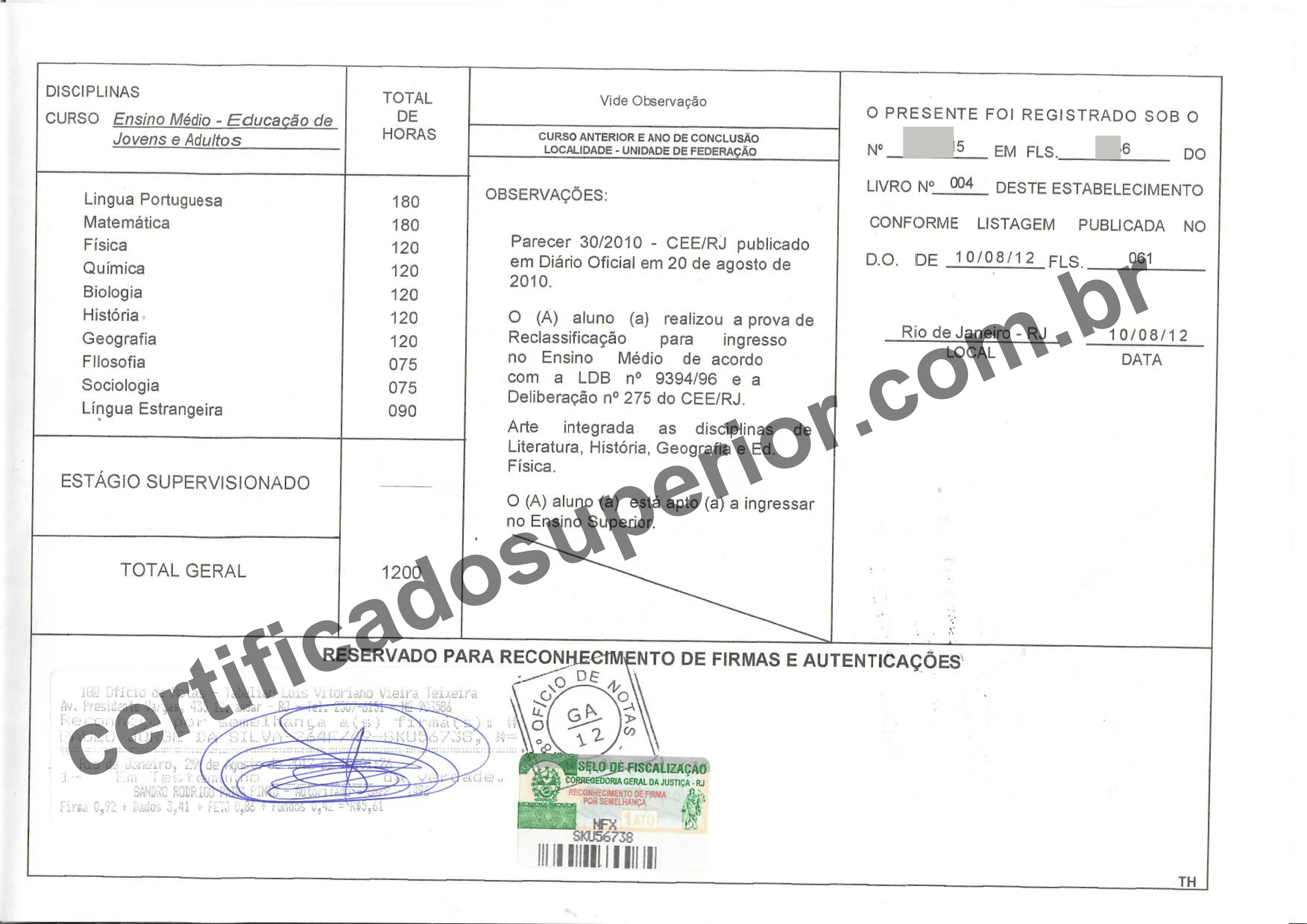 Vendo diploma ensino medio